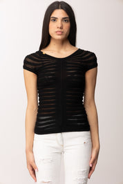 Elisabetta Franchi Top In Filato Di Cotone e Viscosa MK06T62E2 NERO