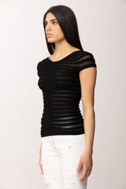 Elisabetta Franchi Top In Filato Di Cotone e Viscosa MK06T62E2 NERO