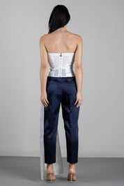 Elisabetta Franchi Top In Gazar con Coda Drappeggiata TO08767E2 AVORIO