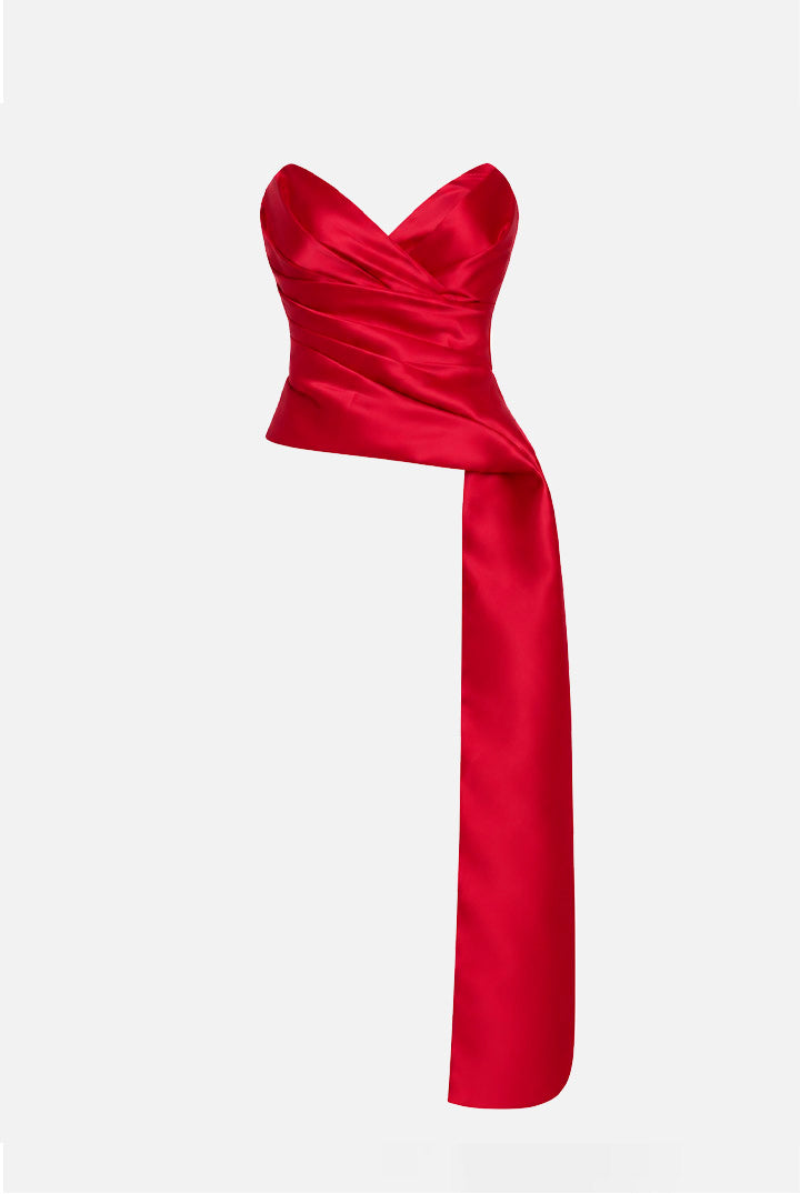 Elisabetta Franchi Top In Gazar con Coda Drappeggiata TO08767E2 RED PASSION