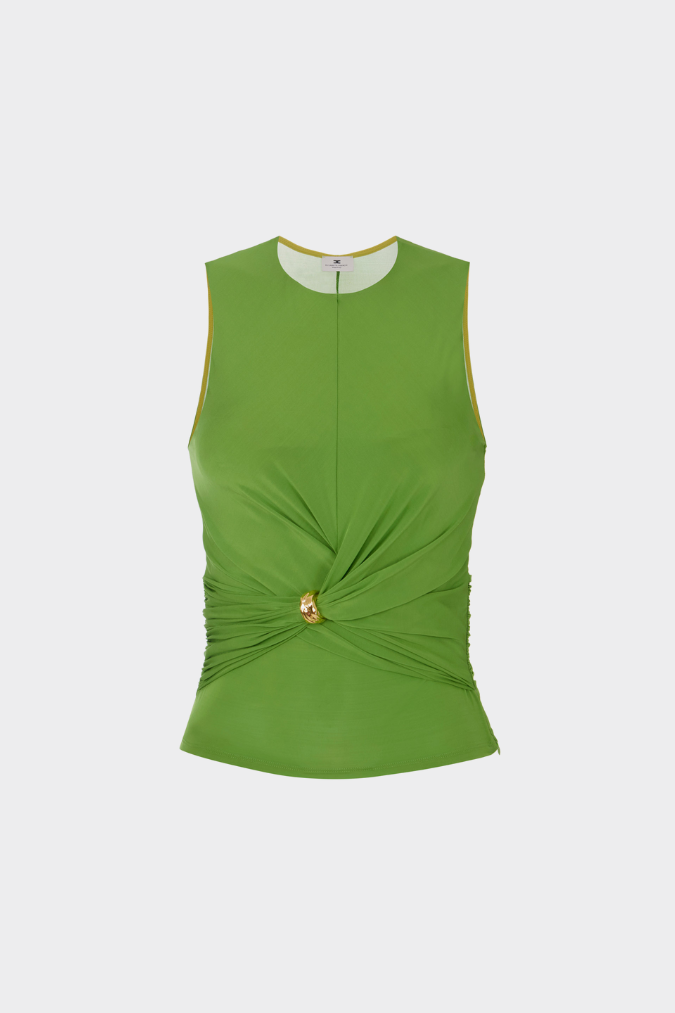 Elisabetta Franchi Top In Jersey con Dettaglio Gioiello TO03761E2 ALOE