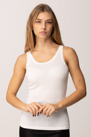 Elisabetta Franchi Top In Lana con Micro-logo Jacquard TK58S56E2 AVORIO