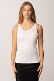 Elisabetta Franchi Top In Lana con Micro-logo Jacquard TK58S56E2 AVORIO