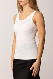 Elisabetta Franchi Top In Lana con Micro-logo Jacquard TK58S56E2 AVORIO