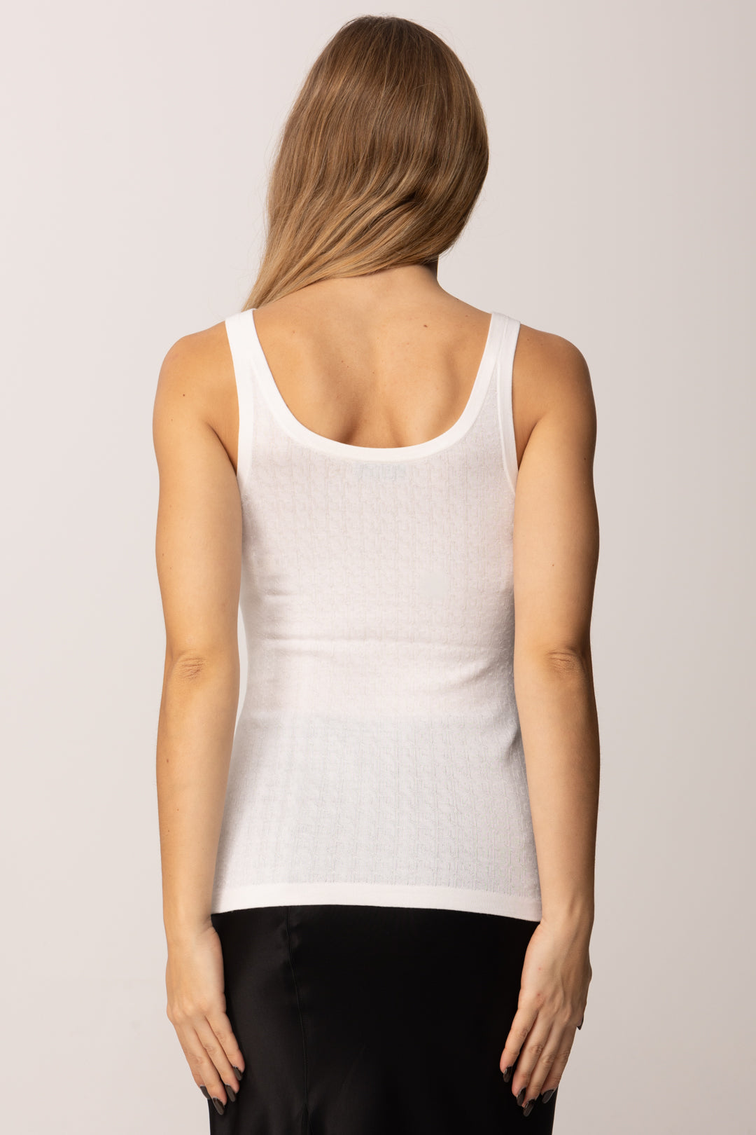 Elisabetta Franchi Top In Lana con Micro-logo Jacquard TK58S56E2 AVORIO