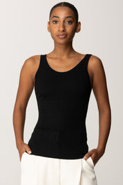 Elisabetta Franchi Top In Lana con Micro-logo Jacquard TK58S56E2 NERO