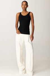 Elisabetta Franchi Top In Lana con Micro-logo Jacquard TK58S56E2 NERO