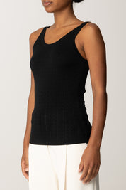 Elisabetta Franchi Top In Lana con Micro-logo Jacquard TK58S56E2 NERO