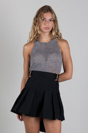 Elisabetta Franchi Top In Lana con Scollo Olimpionico TK05W66E2 GRIGIO MELANGE