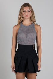 Elisabetta Franchi Top In Lana con Scollo Olimpionico TK05W66E2 GRIGIO MELANGE