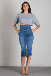 Elisabetta Franchi Top In Lana e Cashmere Oversize MK11T66E2 GRIGIO MELANGE