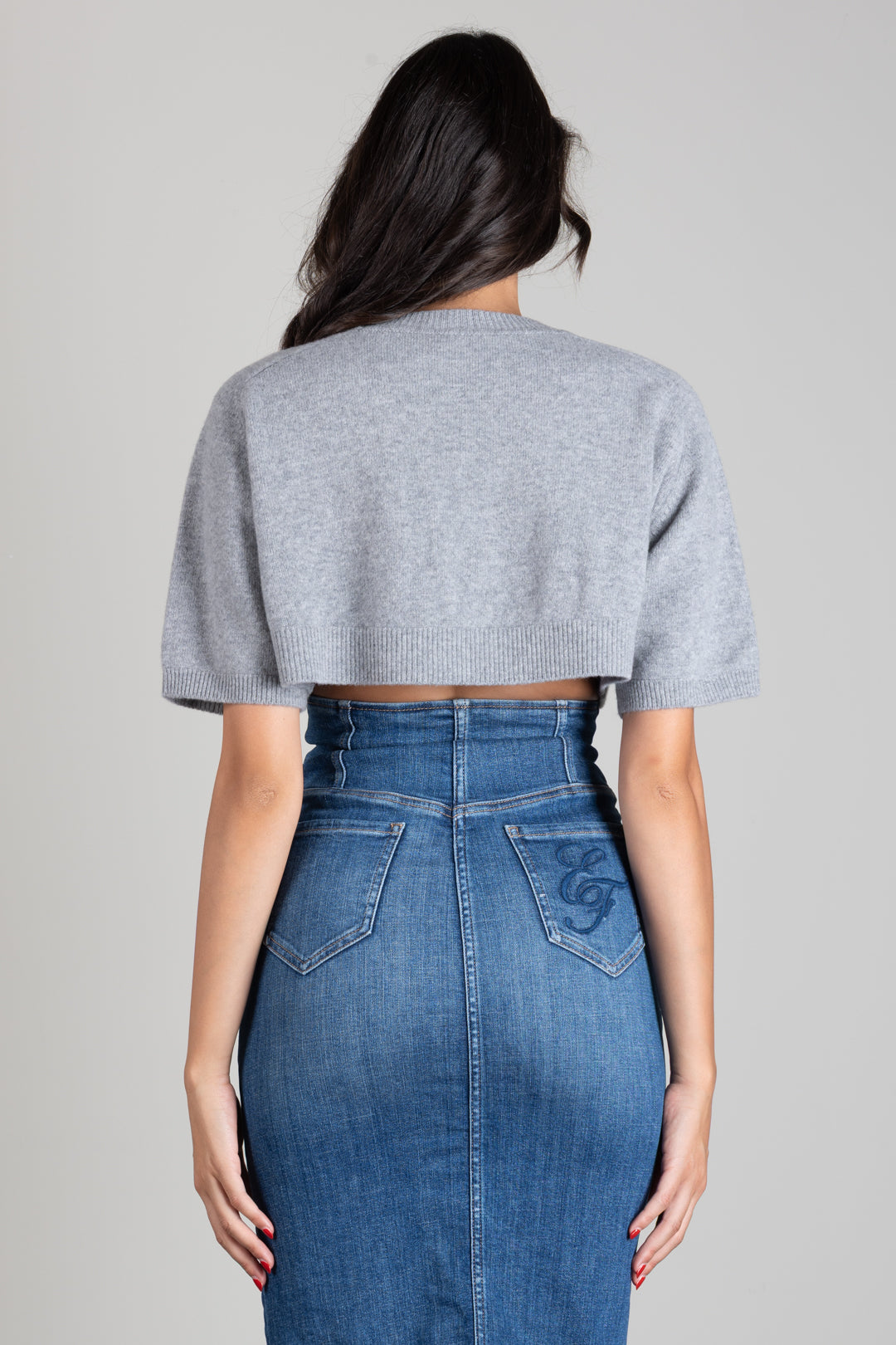 Elisabetta Franchi Top In Lana e Cashmere Oversize MK11T66E2 GRIGIO MELANGE