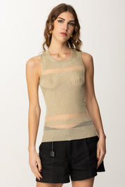 Patrizia Pepe Top In Lurex con Inserti Trasparenti 2K0315 K253 SHINY GOLD