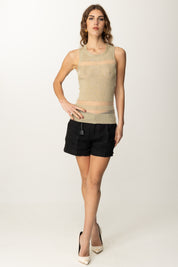 Patrizia Pepe Top In Lurex con Inserti Trasparenti 2K0315 K253 SHINY GOLD