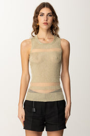 Patrizia Pepe Top In Lurex con Inserti Trasparenti 2K0315 K253 SHINY GOLD
