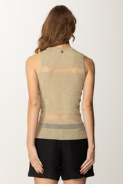 Patrizia Pepe Top In Lurex con Inserti Trasparenti 2K0315 K253 SHINY GOLD