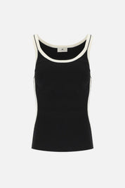 Elisabetta Franchi Top In Maglia a Costine con Profili a Contrasto TK87S66E2 NERO/BURRO