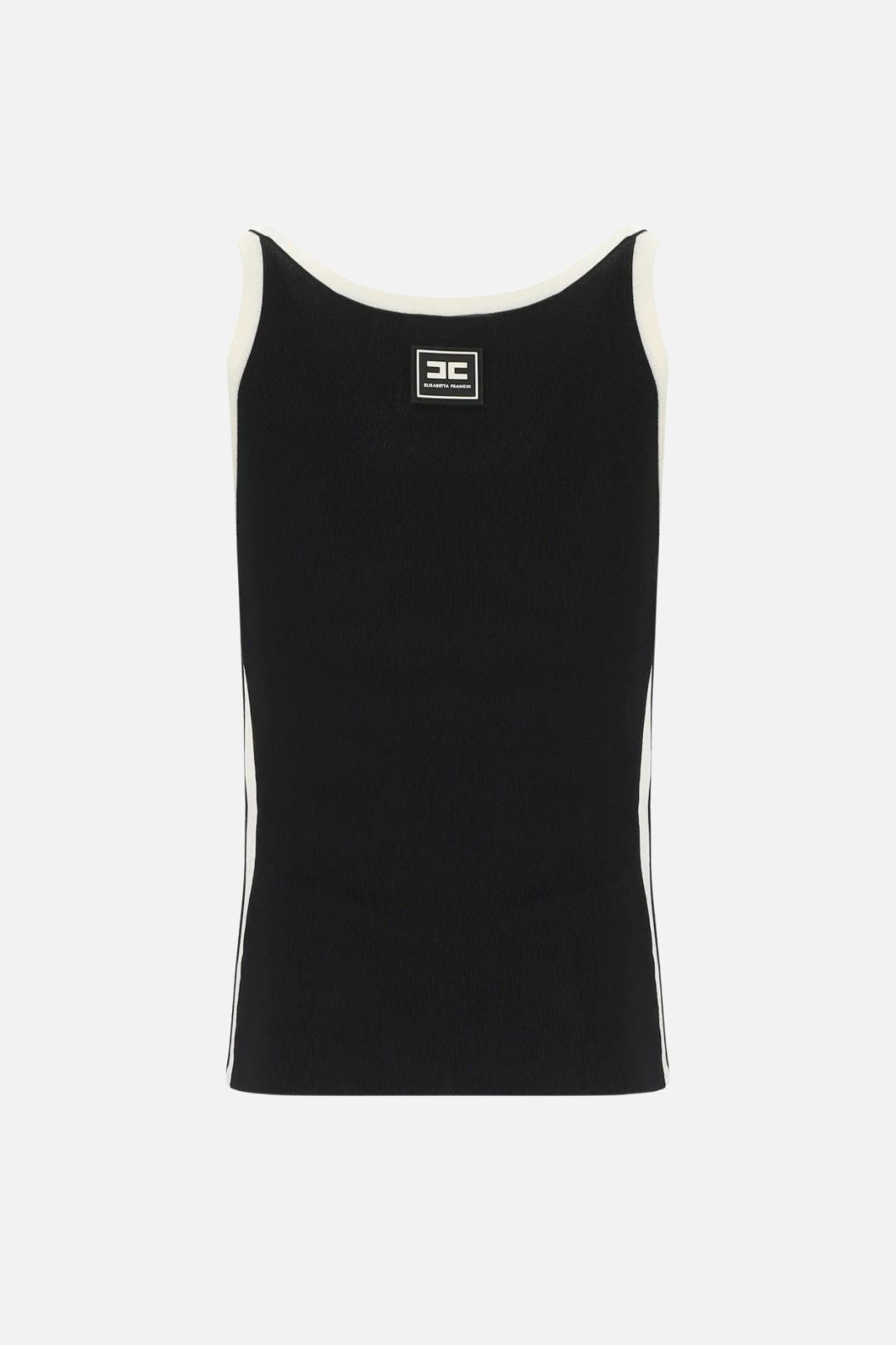 Elisabetta Franchi Top In Maglia a Costine con Profili a Contrasto TK87S66E2 NERO/BURRO