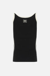 Elisabetta Franchi Top In Maglia a Costine con Profili a Contrasto TK87S66E2 NERO/BURRO