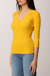 Elisabetta Franchi Top In Maglia a Costine e Colletto Polo MK86B61E2 SUN