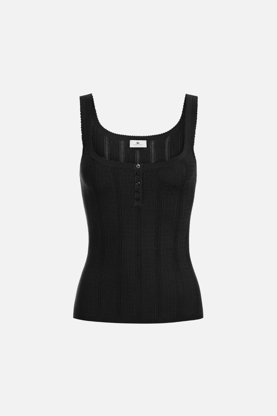 Elisabetta Franchi Top In Maglia à Jour con Scollo Smerlato TK02S66E2 NERO