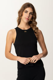 Twin-set Top In Maglia Aderente con Scollo All’americana 251TP2550 NERO
