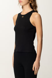 Twin-set Top In Maglia Aderente con Scollo All’americana 251TP2550 NERO