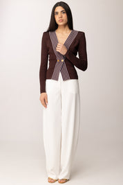 Elisabetta Franchi Top In Maglia con Bande a Righe MK78S61E2 CACAO/LILLA