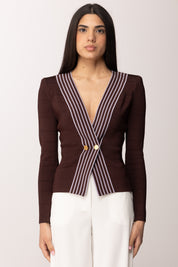 Elisabetta Franchi Top In Maglia con Bande a Righe MK78S61E2 CACAO/LILLA