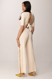 Elisabetta Franchi Top In Maglia con Bande In Viscosa Lucida MK67S61E2 BURRO/CAMMELLO