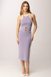 Elisabetta Franchi Top In Maglia con Bande In Viscosa Lucida TK71S61E2 LILLA/BURRO