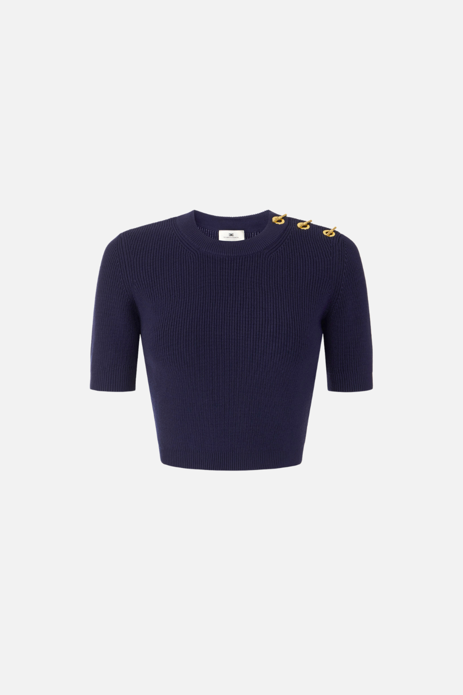 Elisabetta Franchi Top In Maglia con Dettaglio Occhielli Sulle Spalle MK02S66E2 BLU NOTTE