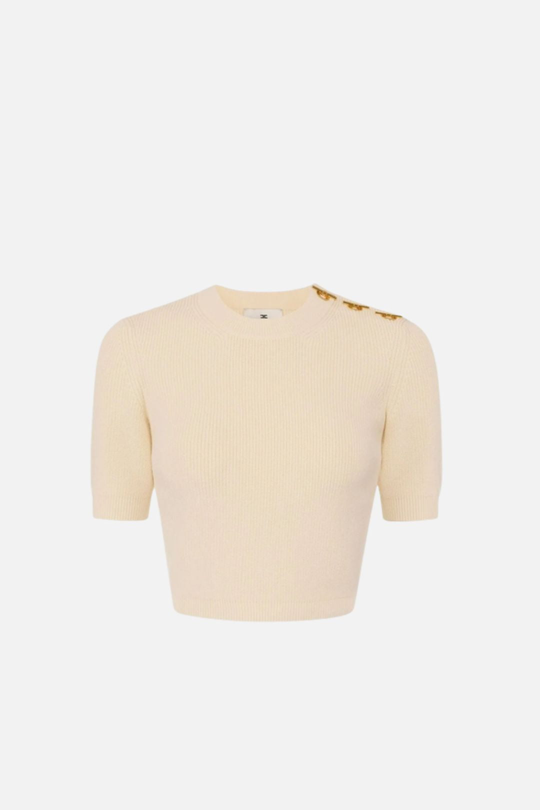 Elisabetta Franchi Top In Maglia con Dettaglio Occhielli Sulle Spalle MK02S66E2 BURRO