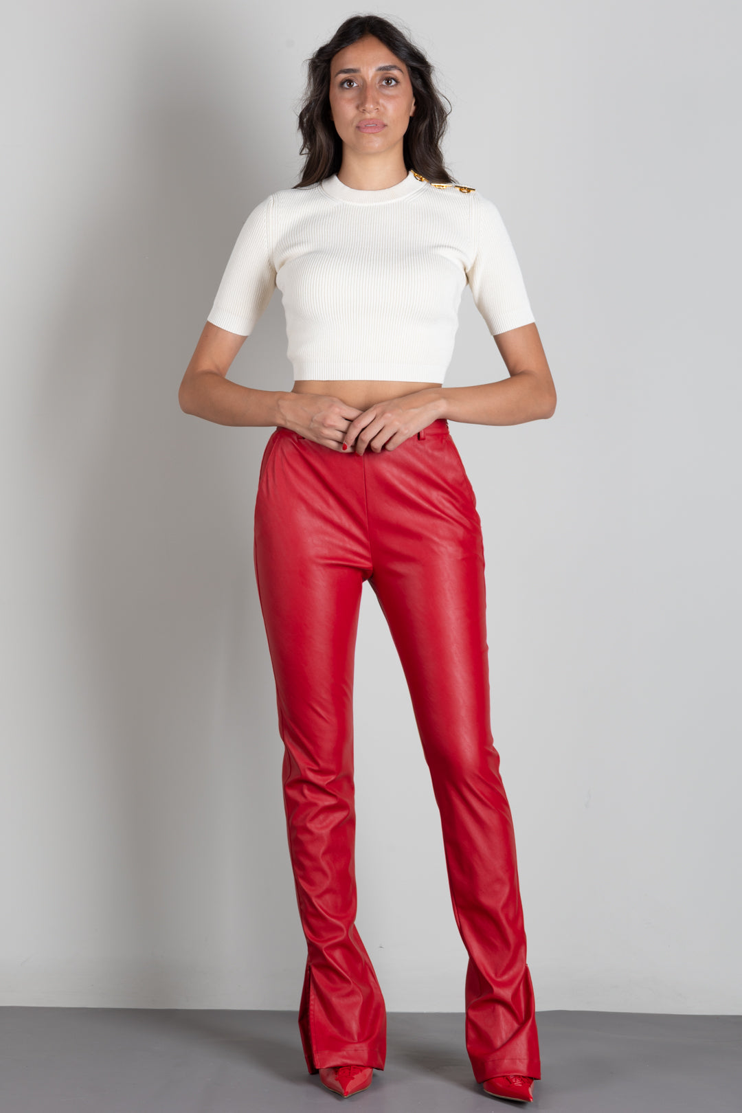 Elisabetta Franchi Top In Maglia con Dettaglio Occhielli Sulle Spalle MK02S66E2 BURRO