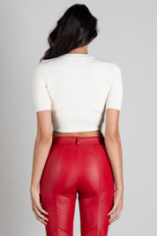 Elisabetta Franchi Top In Maglia con Dettaglio Occhielli Sulle Spalle MK02S66E2 BURRO