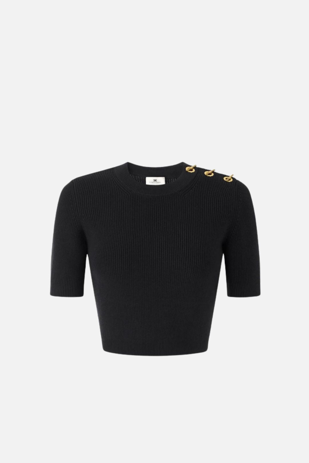 Elisabetta Franchi Top In Maglia con Dettaglio Occhielli Sulle Spalle MK02S66E2 NERO