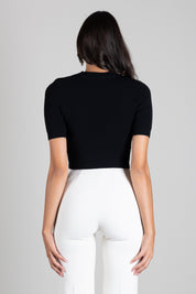 Elisabetta Franchi Top In Maglia con Dettaglio Occhielli Sulle Spalle MK02S66E2 NERO