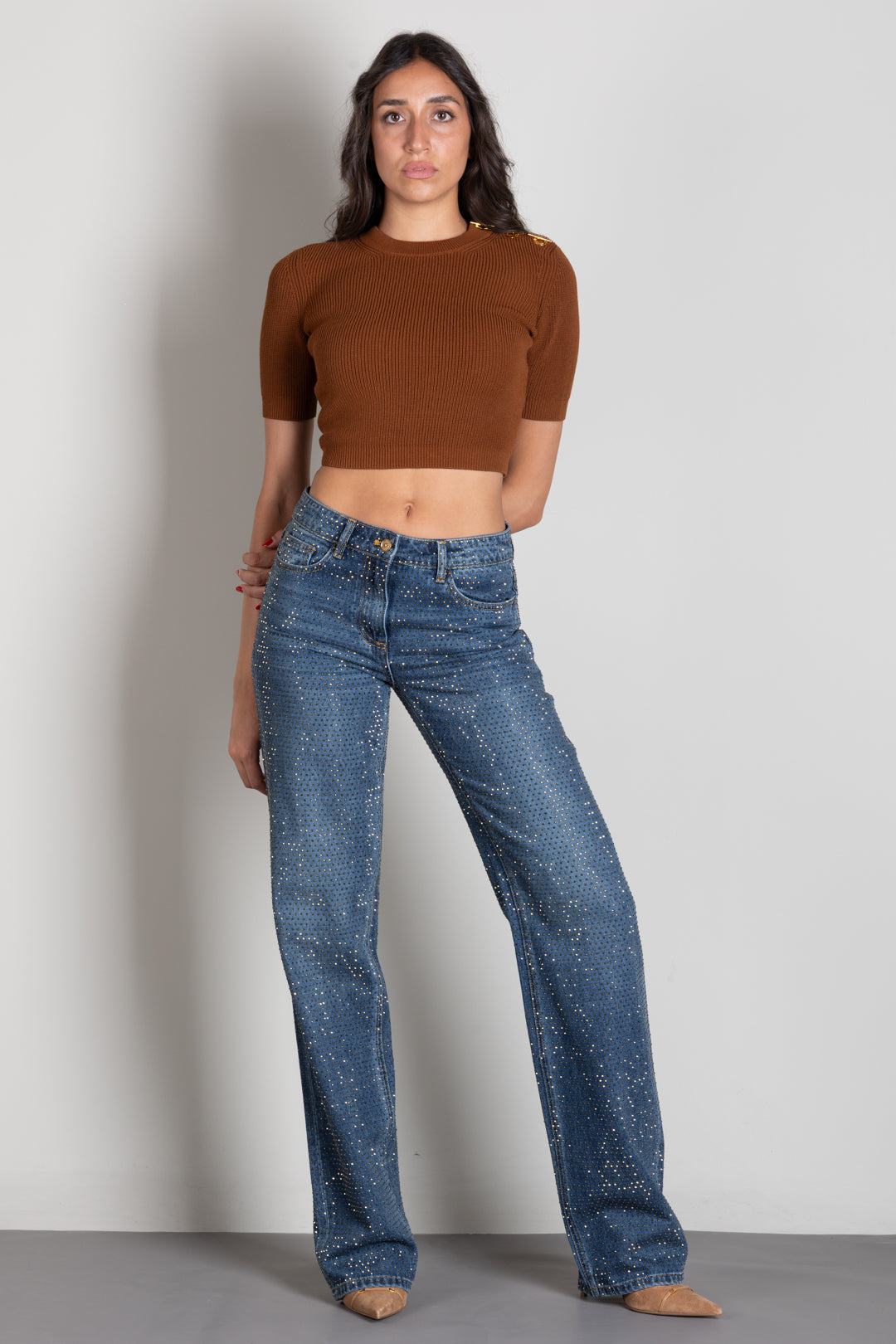 Elisabetta Franchi Top In Maglia con Dettaglio Occhielli Sulle Spalle MK02S66E2 SIGARO