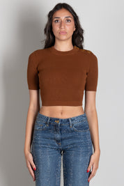 Elisabetta Franchi Top In Maglia con Dettaglio Occhielli Sulle Spalle MK02S66E2 SIGARO