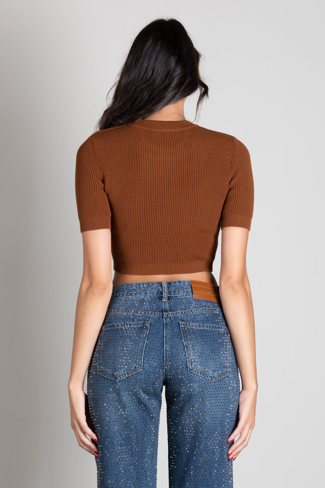 Elisabetta Franchi Top In Maglia con Dettaglio Occhielli Sulle Spalle MK02S66E2 SIGARO