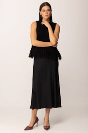 Khloe Femme Top In Maglia con Frange Misto Mohair BLACK