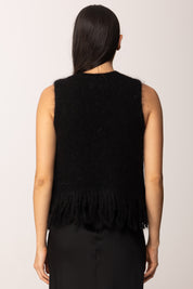 Khloe Femme Top In Maglia con Frange Misto Mohair BLACK
