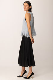 Khloe Femme Top In Maglia con Frange Misto Mohair CELESTE