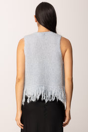 Khloe Femme Top In Maglia con Frange Misto Mohair CELESTE