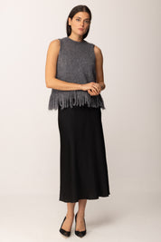 Khloe Femme Top In Maglia con Frange Misto Mohair GRIGIO
