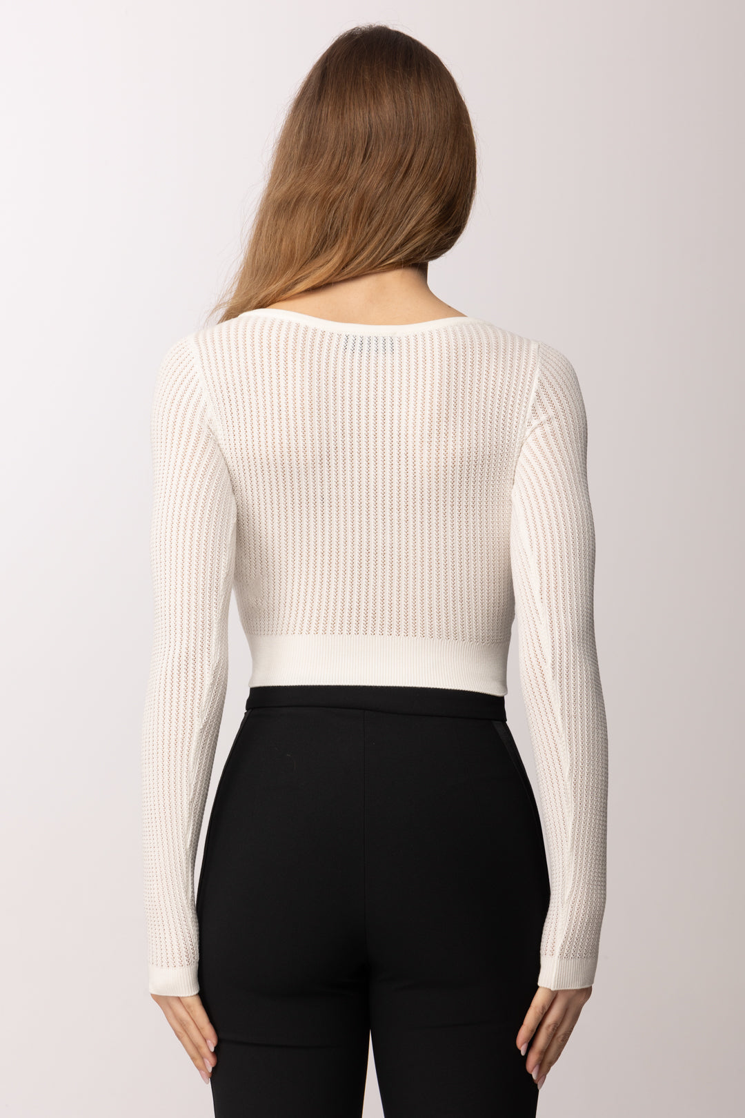 Elisabetta Franchi Top In Maglia con Logo Stampato MK73Q61E2 AVORIO