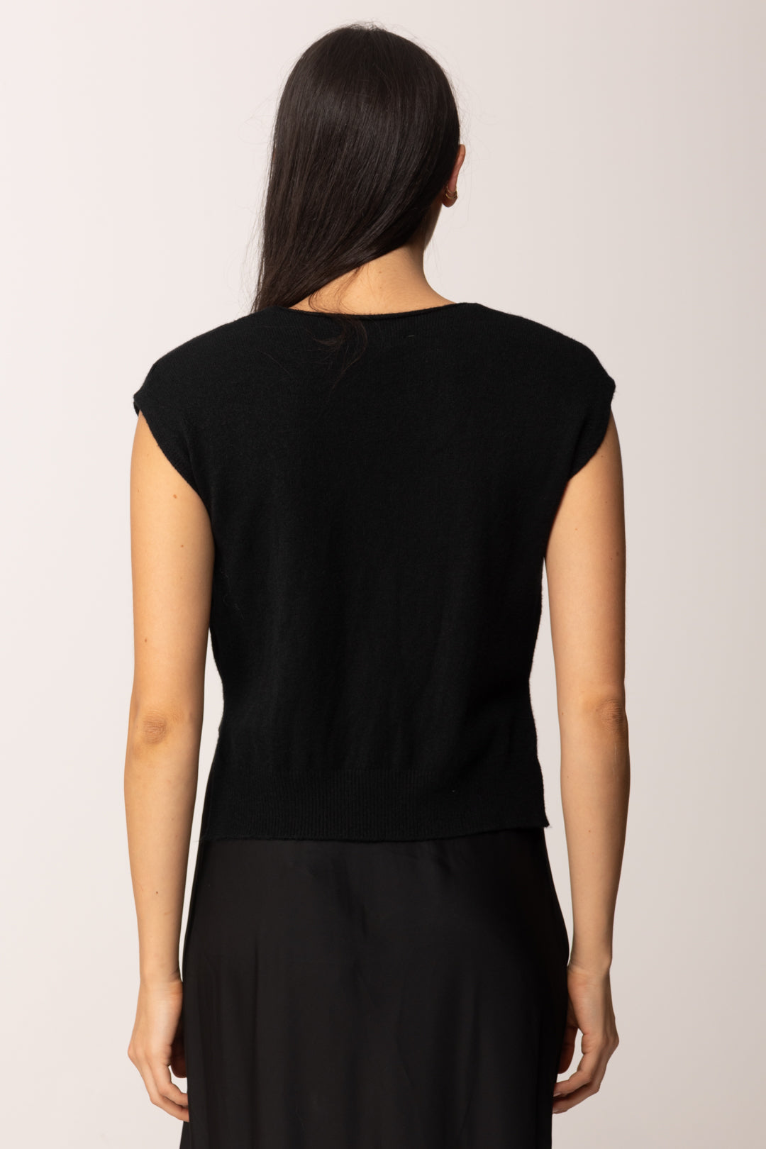 Khloe Femme Top In Maglia Crop a Mezze Maniche BLACK