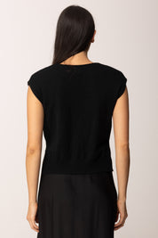Khloe Femme Top In Maglia Crop a Mezze Maniche BLACK
