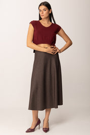 Khloe Femme Top In Maglia Crop a Mezze Maniche BORDEAUX