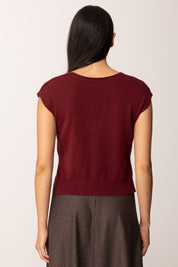Khloe Femme Top In Maglia Crop a Mezze Maniche BORDEAUX